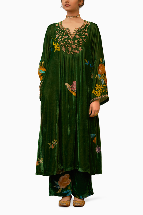 Makhmal Rani Bahar Kurta Set