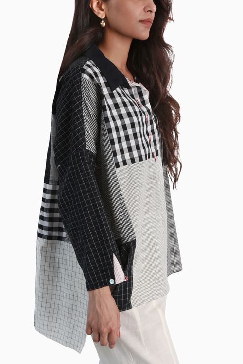 Patchwork Shirt Black Kora