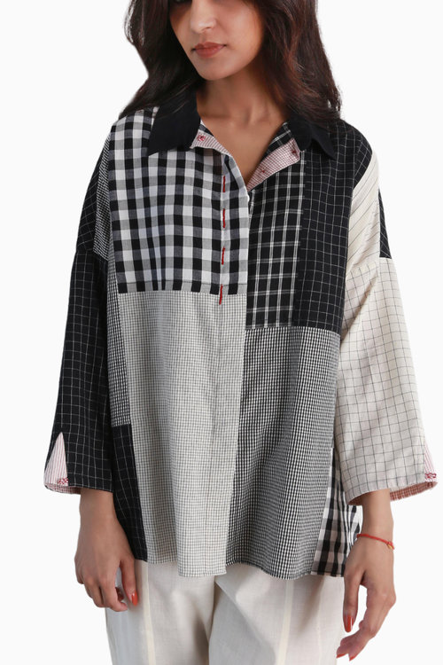 Patchwork Shirt Black Kora