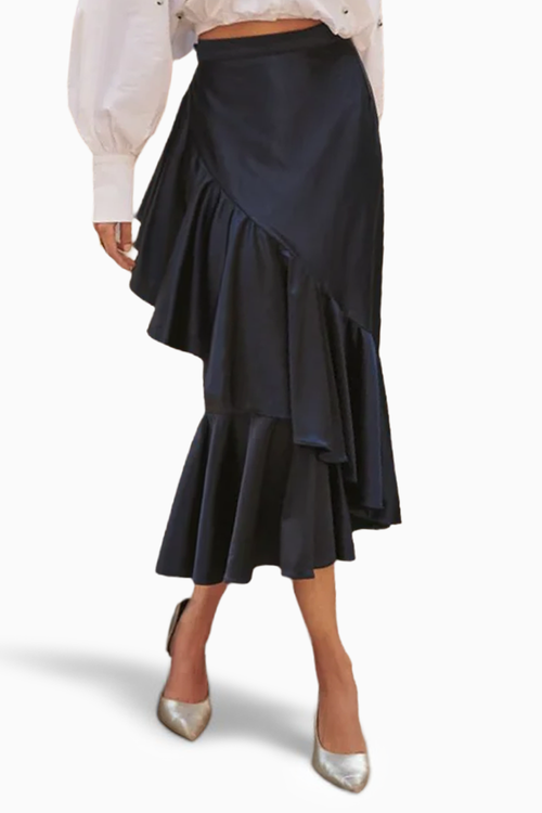Navy Blue Ruffle Skirt