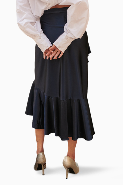 Navy Blue Ruffle Skirt