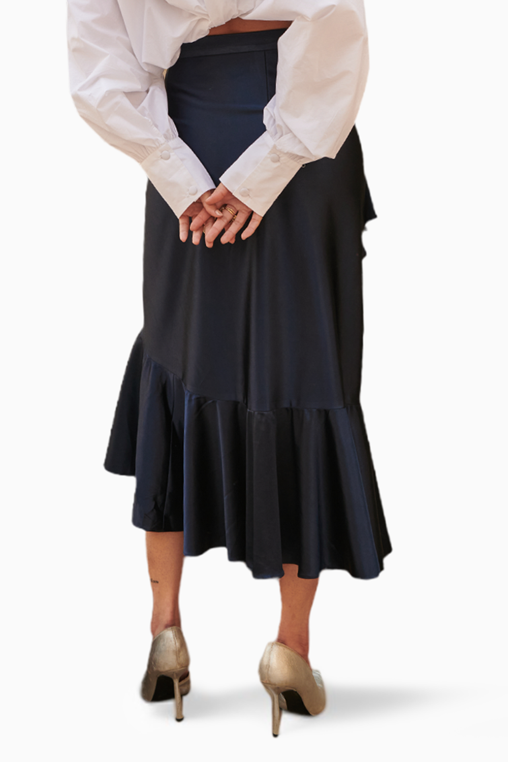 Navy Blue Ruffle Skirt