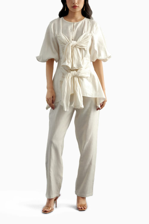 Echo Linen Tie Up Top and Pant Set