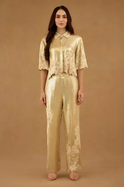 Gold Sequin Embroidered Co-ord Set