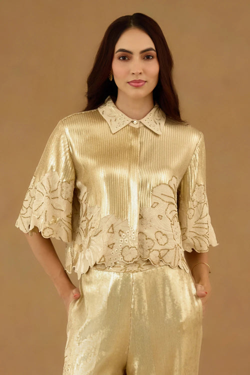 Gold Sequin Embroidered Co-ord Set