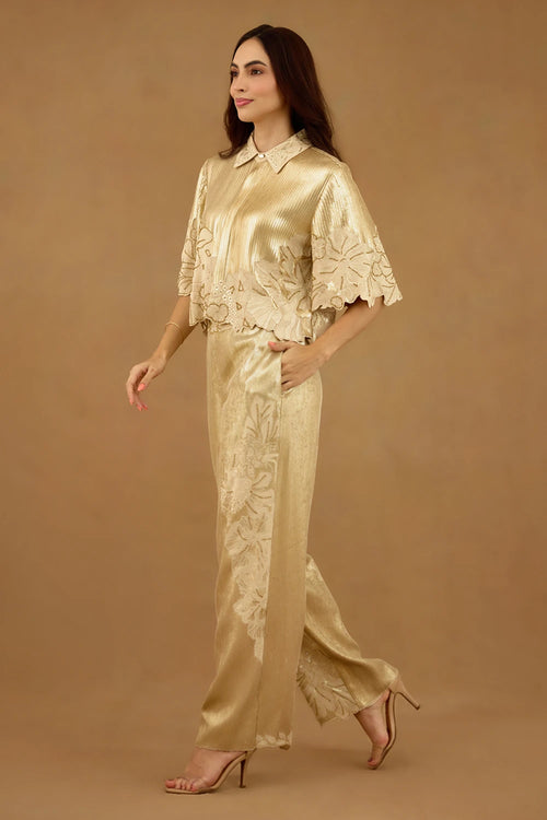 Gold Sequin Embroidered Co-ord Set