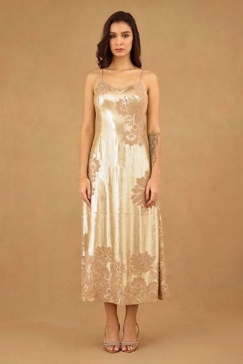 Golden Sequin Embroidered Dress