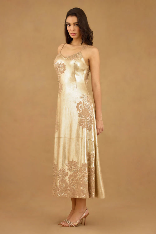 Golden Sequin Embroidered Dress
