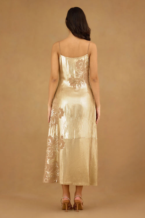 Golden Sequin Embroidered Dress