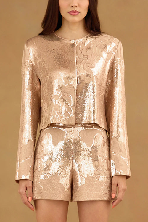 Rose gold Sequin Embroidered Co-ord Set