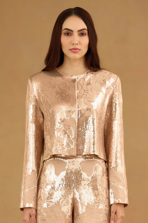 Rose gold Sequin Embroidered Jacket