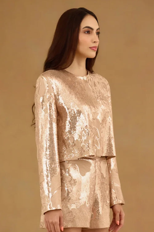 Rose gold Sequin Embroidered Jacket