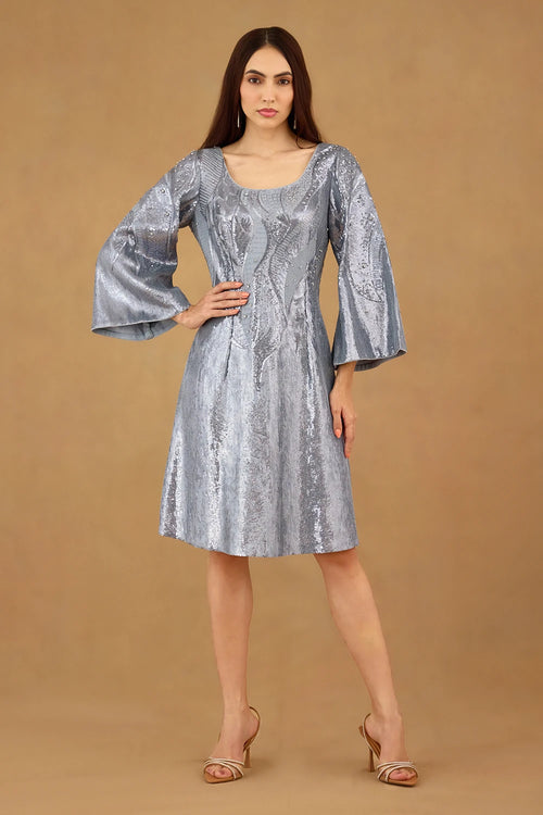 Blue Sequin Embroidery Dress