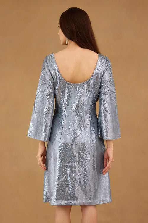 Blue Sequin Embroidery Dress