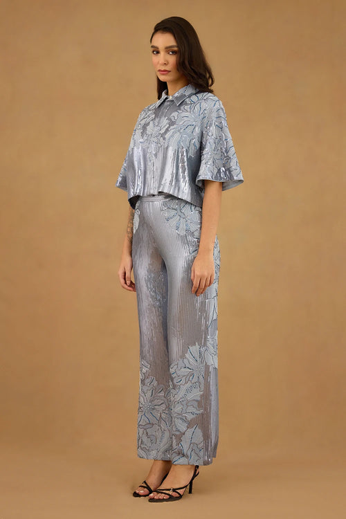 Blue Sequins Embroidered Co-ord set