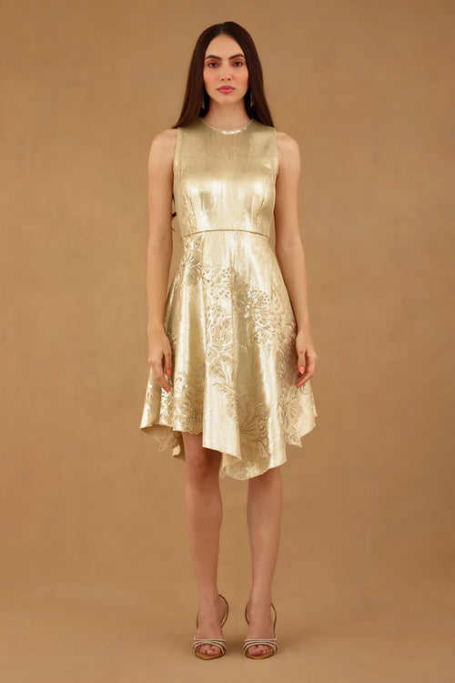 Gold Sequin Embroidered Dress