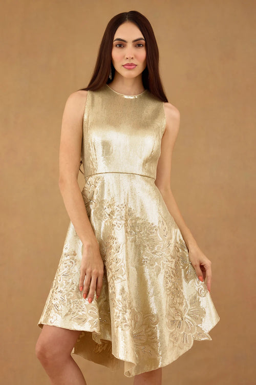 Gold Sequin Embroidered Dress