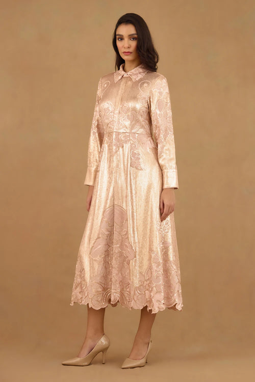Rose Gold Sequin Embroidered Dress