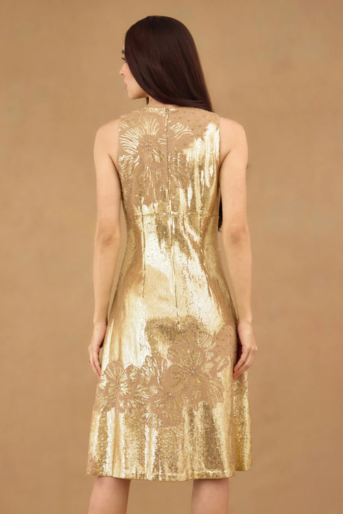 Bronze Gold Sequin Embroidered Dress