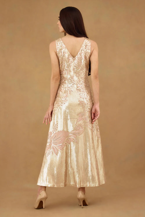 Gold and Old rose Sequin Embroidered Dress