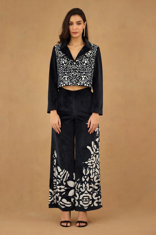 Black White Laser Cut Co-ord Set