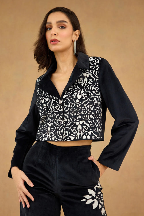 Black White Laser Cut Co-ord Set