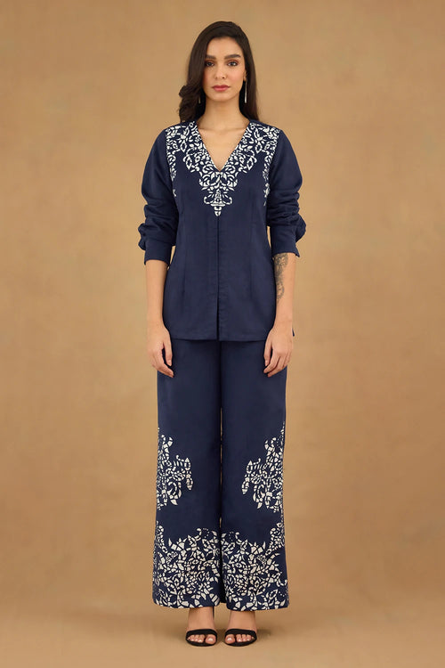 Blue Suede Laser Cut Co-ord Set