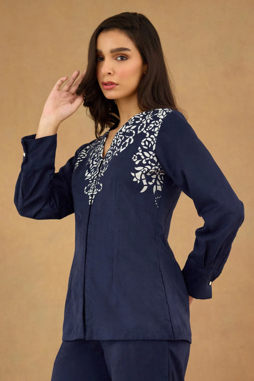 Blue Suede Laser Cut Co-ord Set