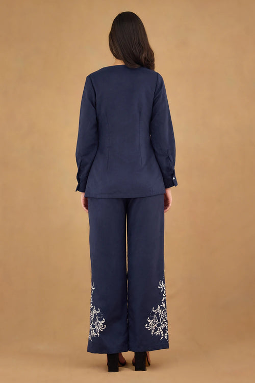 Blue Suede Laser Cut Co-ord Set