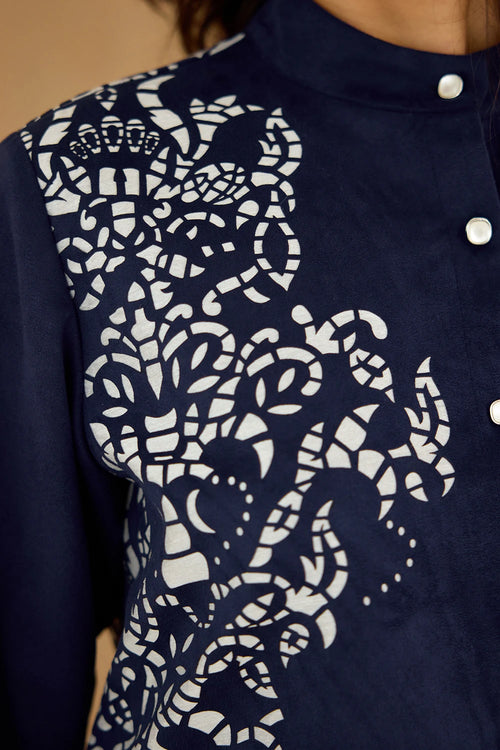 Blue Laser Cut Co-ord Set