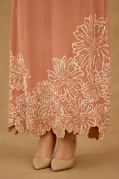 Coral Embroiderd Dress