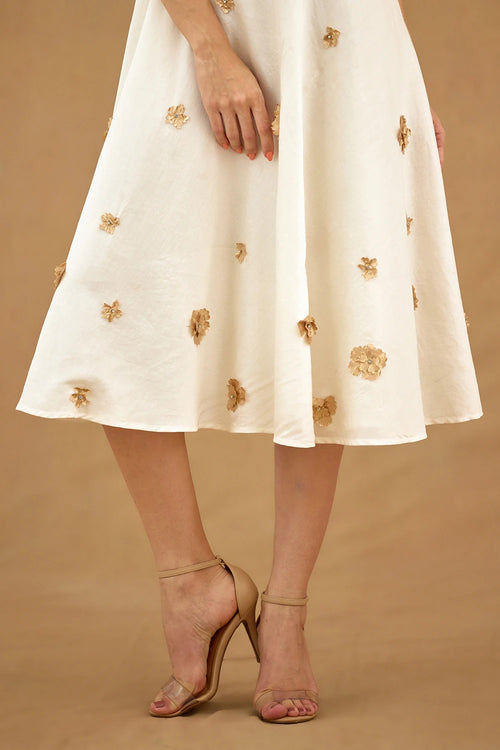 Gold White Laser Cut Dress