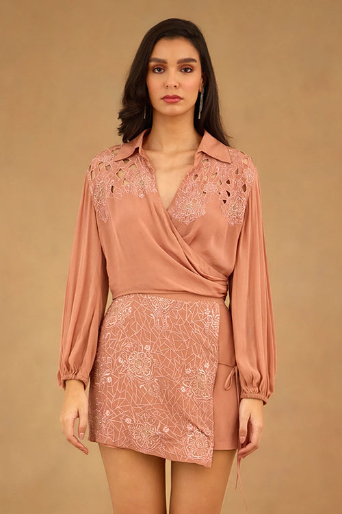 Coral Embroidered Co-ord Set