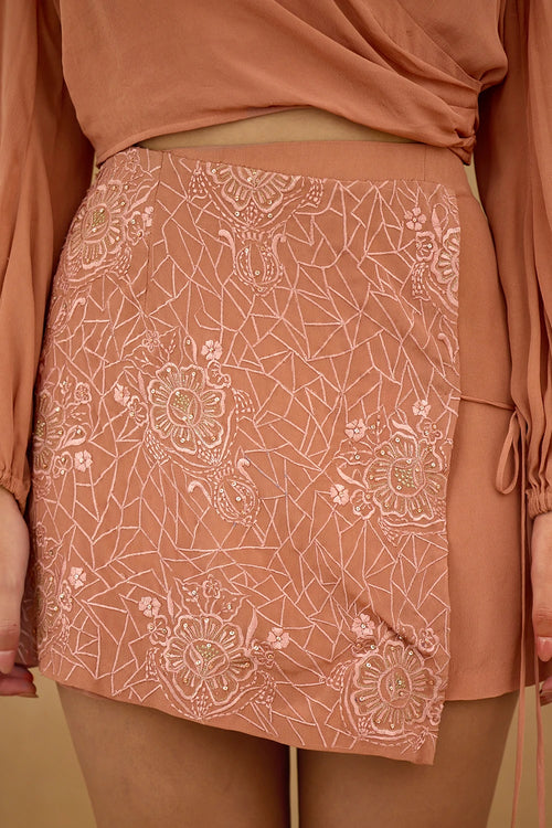 Coral Embroidered Co-ord Set