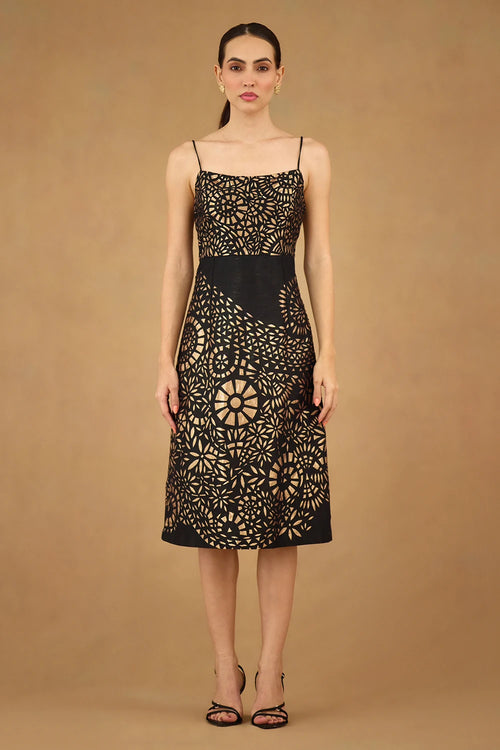 Black Gold Laser Cut Dress