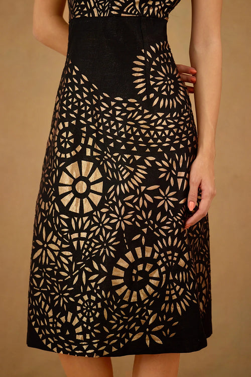 Black Gold Laser Cut Dress