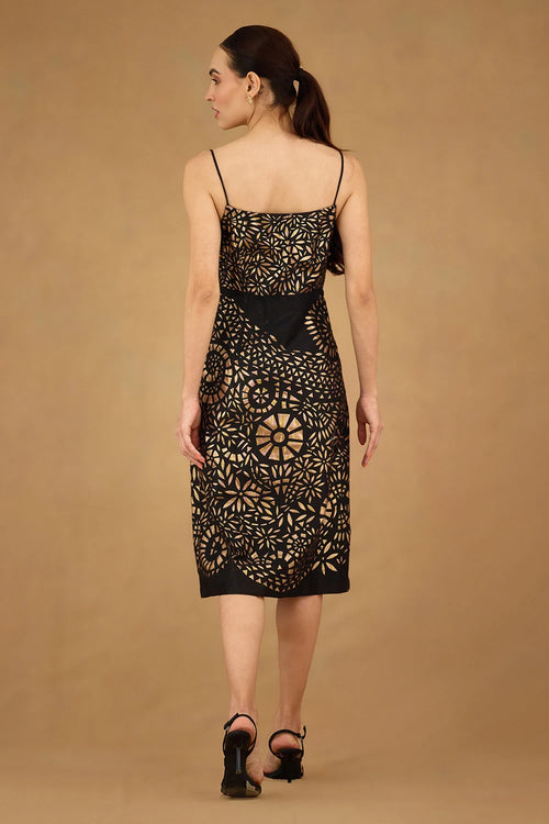 Black Gold Laser Cut Dress