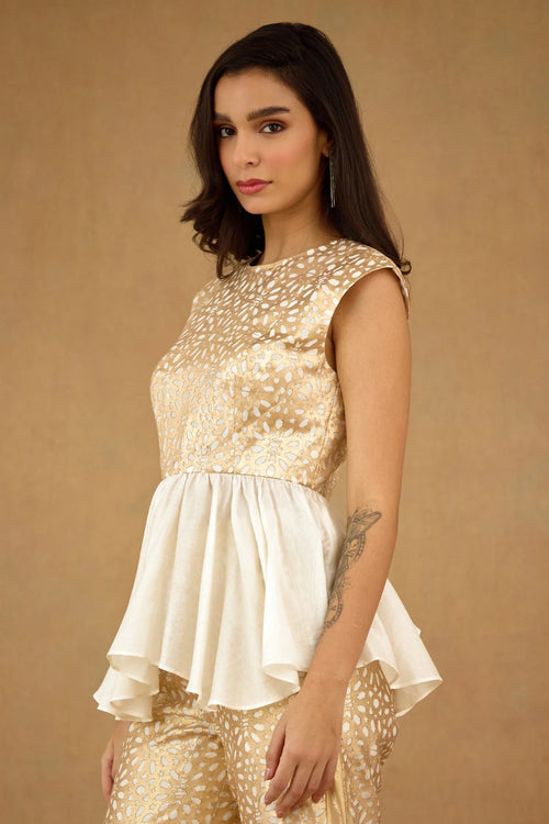 Gold White Laser Cut Co-ord Set