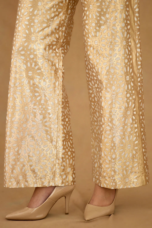 Gold White Laser Cut Co-ord Set