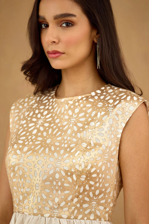 Gold White Laser Cut Co-ord Set