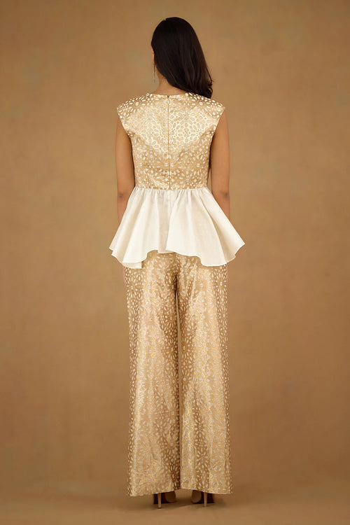 Gold White Laser Cut Co-ord Set