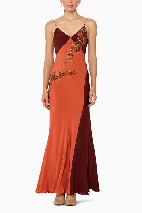 Orange Brown Cami Dress