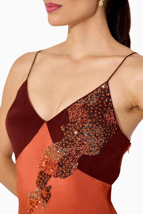 Orange Brown Cami Dress