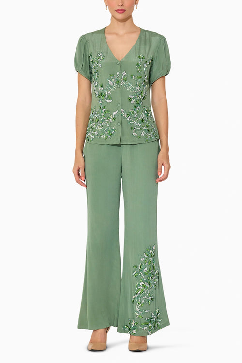 Green Viscose Co-ord Set