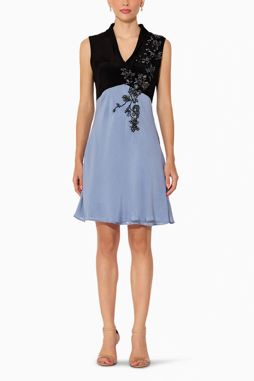 Grey Black Flared Dress