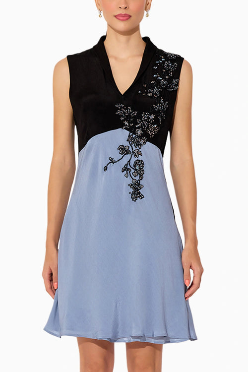 Grey Black Flared Dress