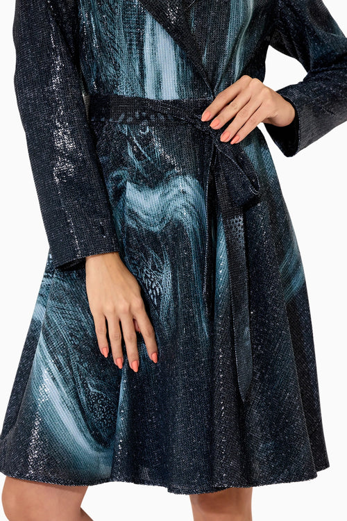 Black Poly Sequin Trench Coat