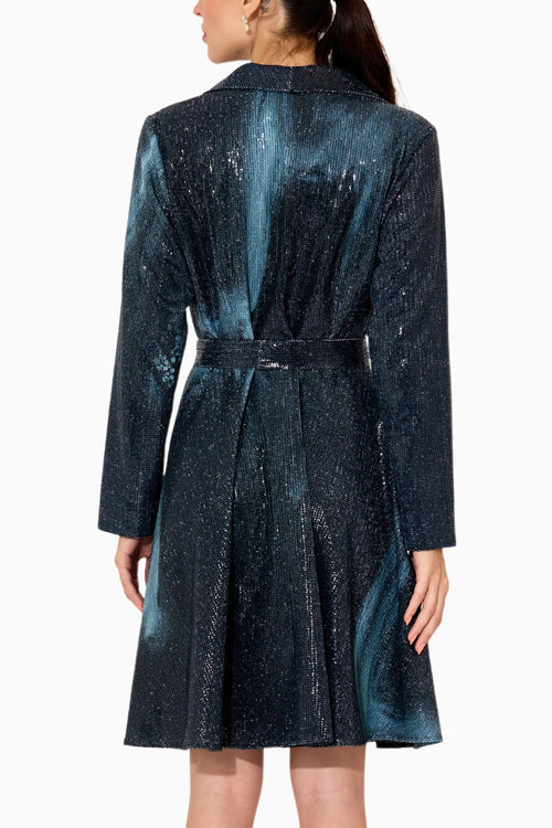 Black Poly Sequin Trench Coat