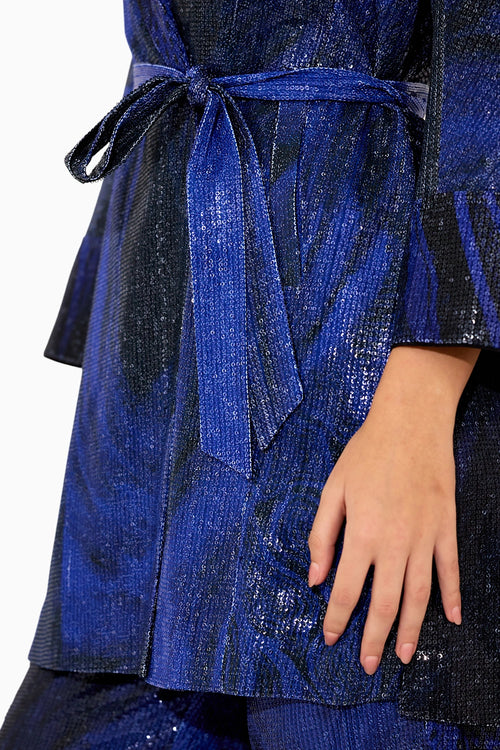 Black Sequin Trench Coat Set