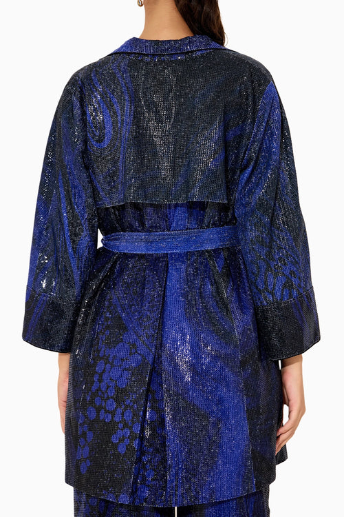 Black Sequin Trench Coat Set